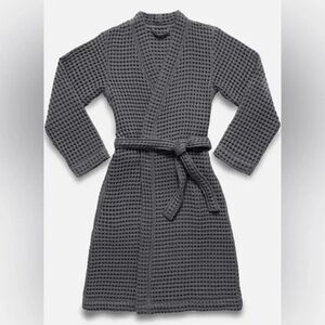 Brooklinen Dreamweave Waffle Robe M/L Gray Unisex Turkish cotton bathrobe